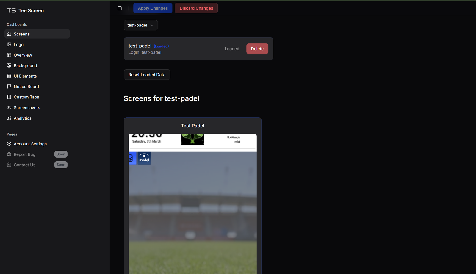 TeeScreen Portal interface